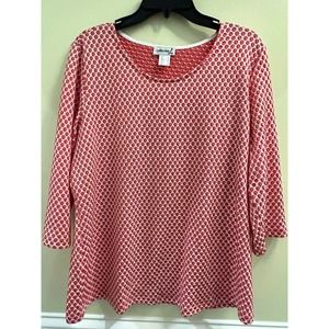 Collection L more like coral reddish and White Top size 14 Long Sleeve EUC